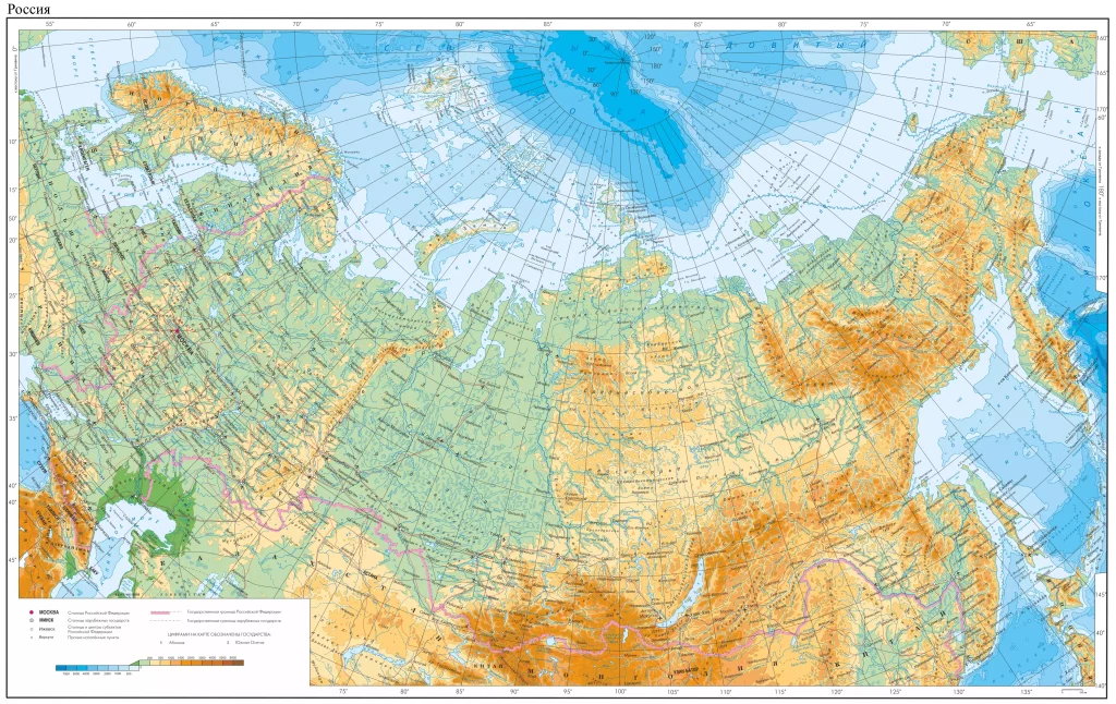 Физическая карта России 2024